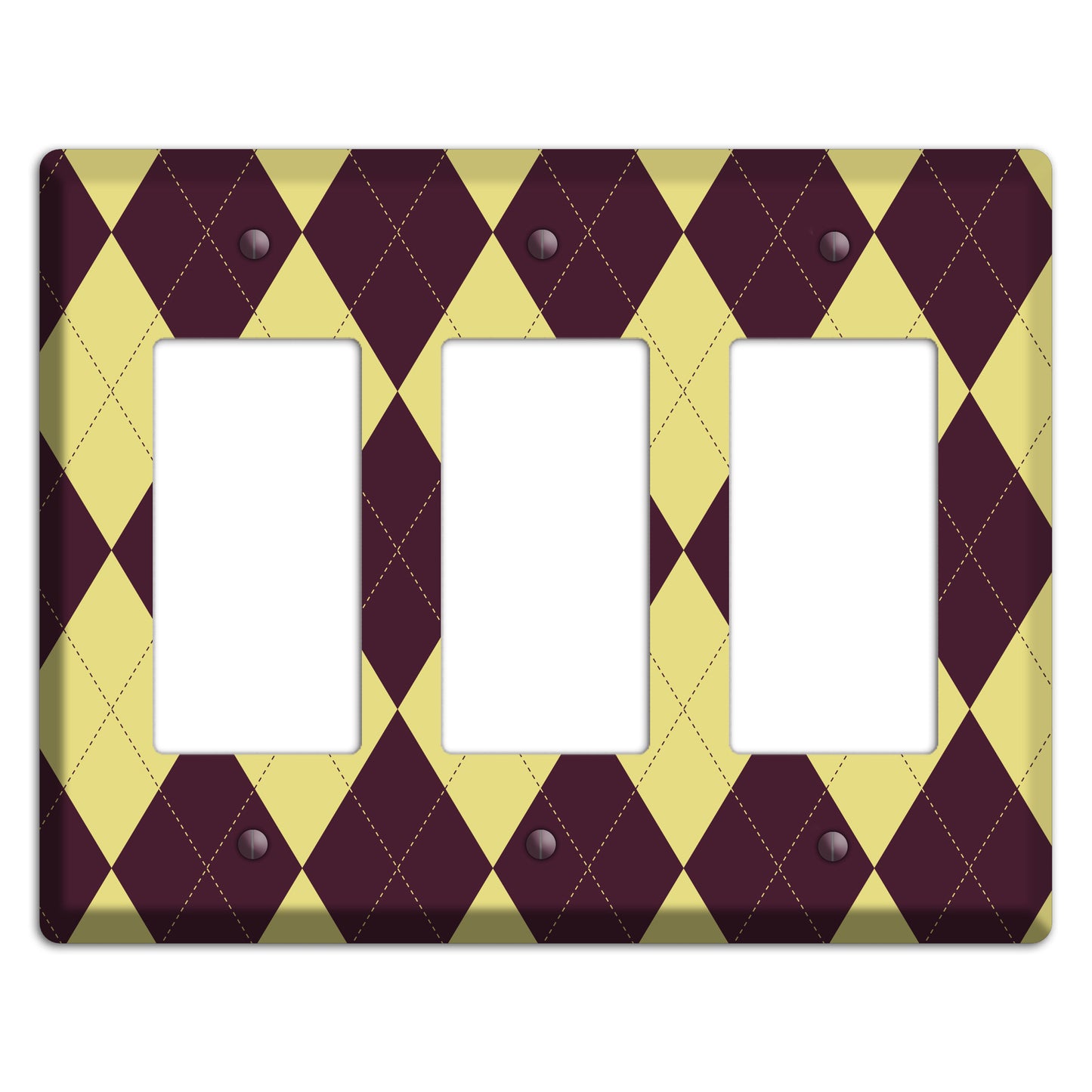 Yellow and Dark Maroon Argyle 3 Rocker Wallplate