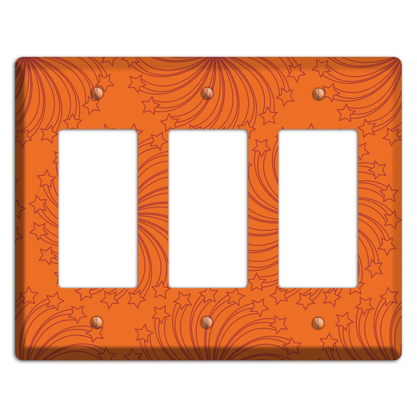 Multi Orange Star Swirl 3 Rocker Wallplate