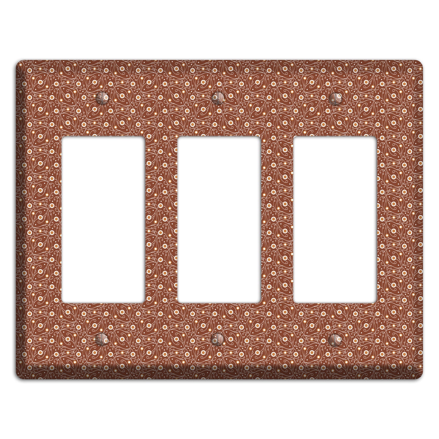 Tiny Brown Vine Floral 3 Rocker Wallplate