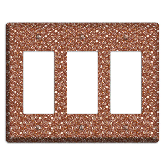 Tiny Brown Vine Floral 3 Rocker Wallplate