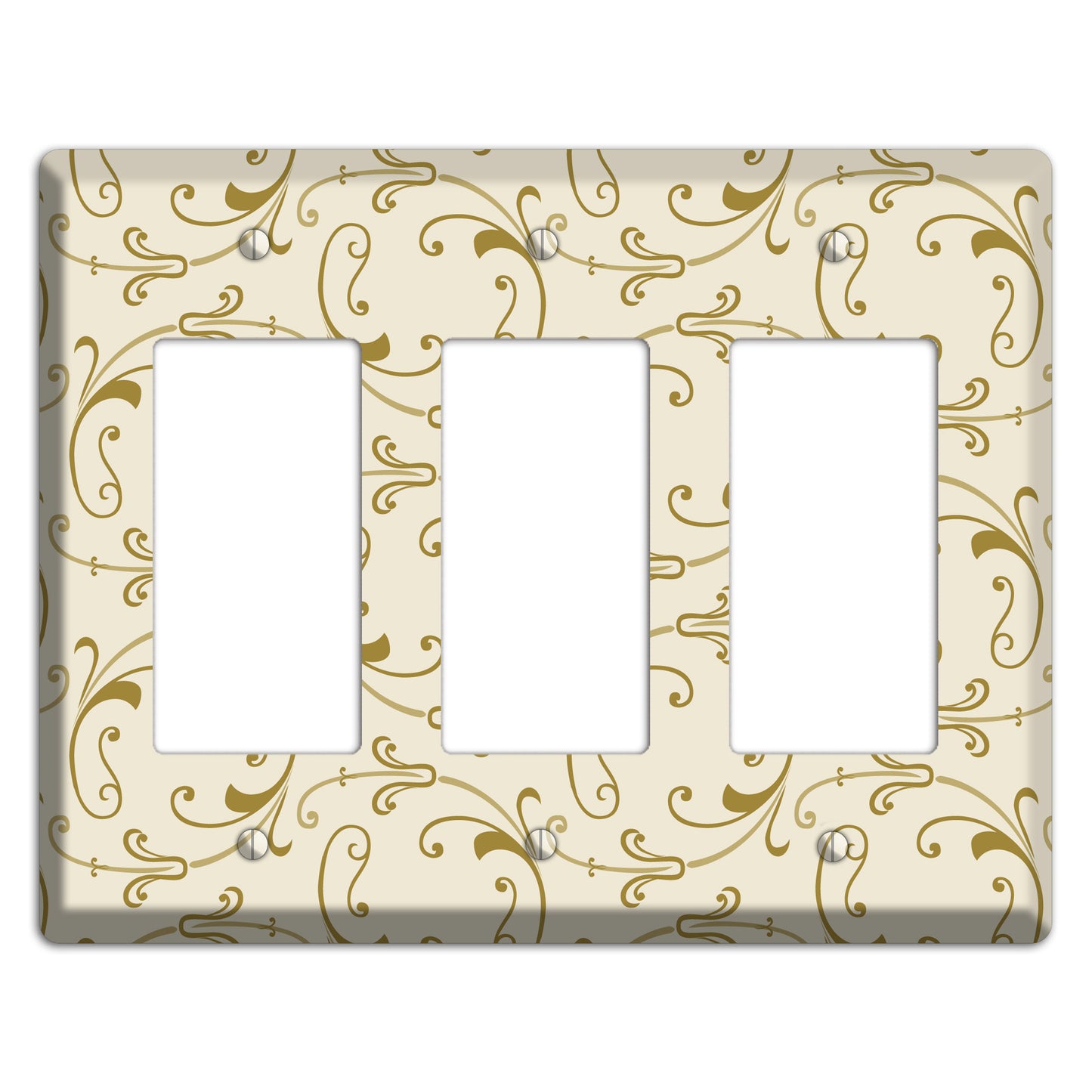 Off White with Gold Victorian Sprig 3 Rocker Wallplate