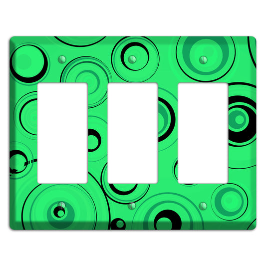 Bright Green Circles 3 Rocker Wallplate