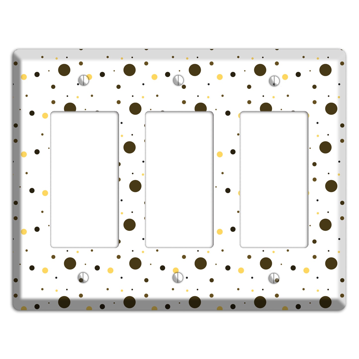 White with Black and Yellow Tiny Dots 3 Rocker Wallplate