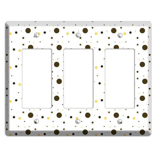 White with Black and Yellow Tiny Dots 3 Rocker Wallplate