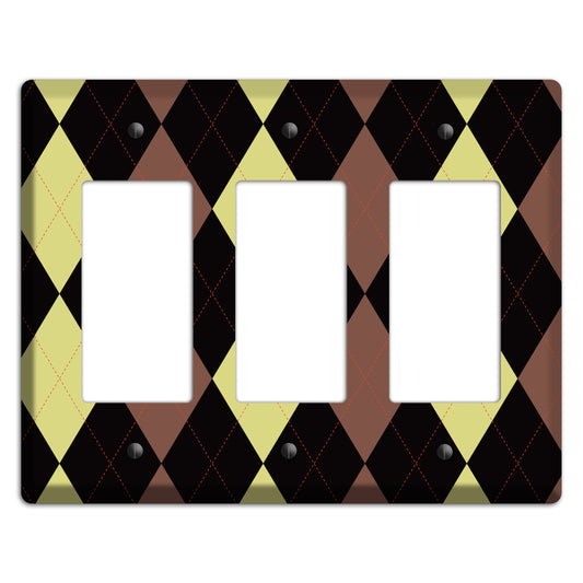 Yellow and Brown Argyle 3 Rocker Wallplate