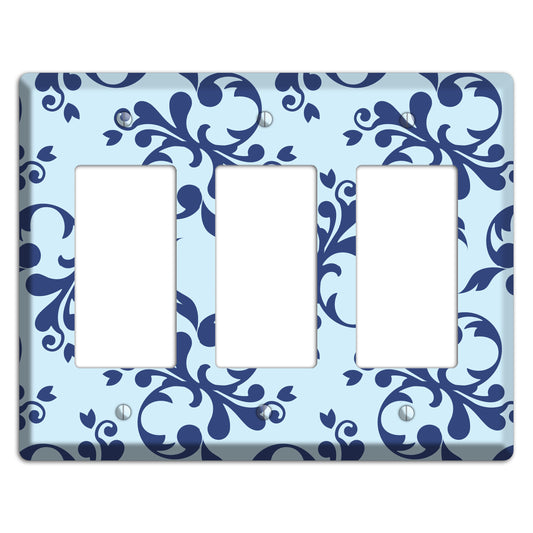 Blue Victorian Toile 3 Rocker Wallplate