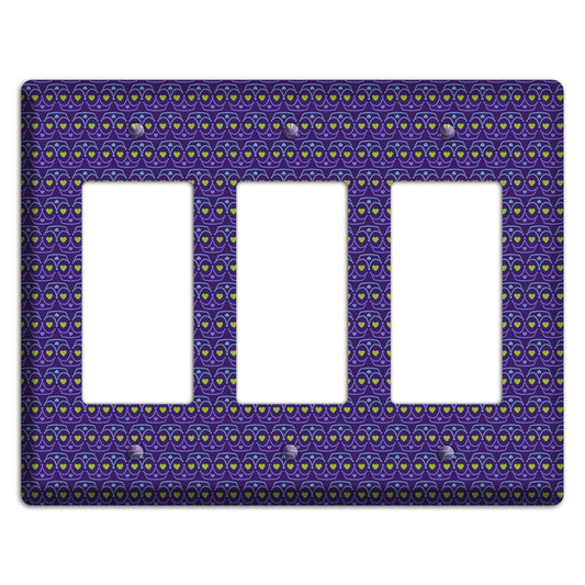 Purple Blue and Green Geometric Hearts 3 Rocker Wallplate