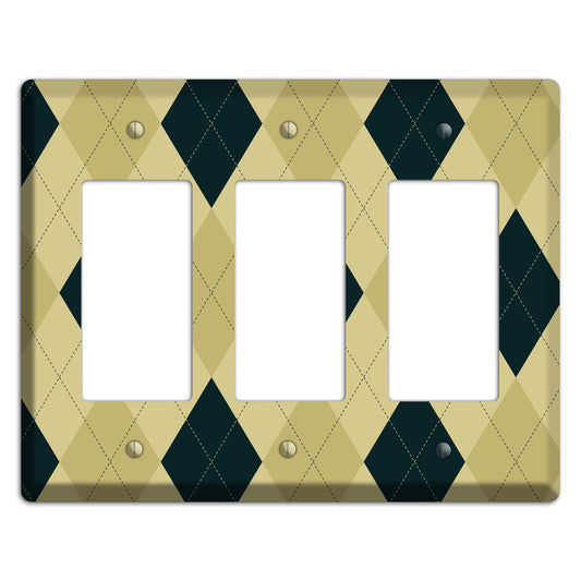 Beige and Yellow Argyle 3 Rocker Wallplate