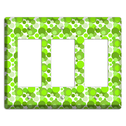 Multi Green Bubble Dots 3 Rocker Wallplate