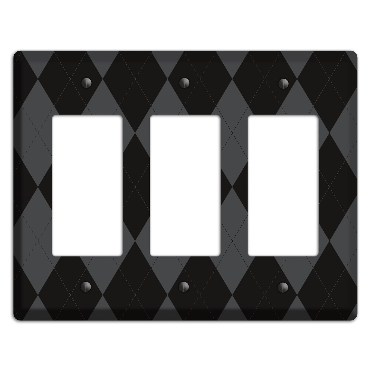 Black and Grey Argyle 3 Rocker Wallplate