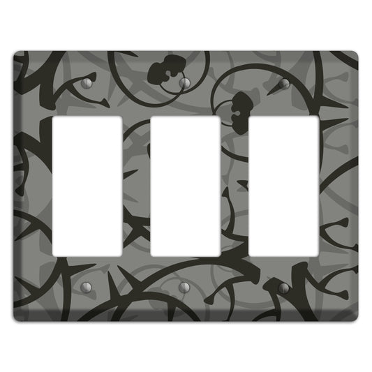 Grey with Black Retro Sprig 3 Rocker Wallplate