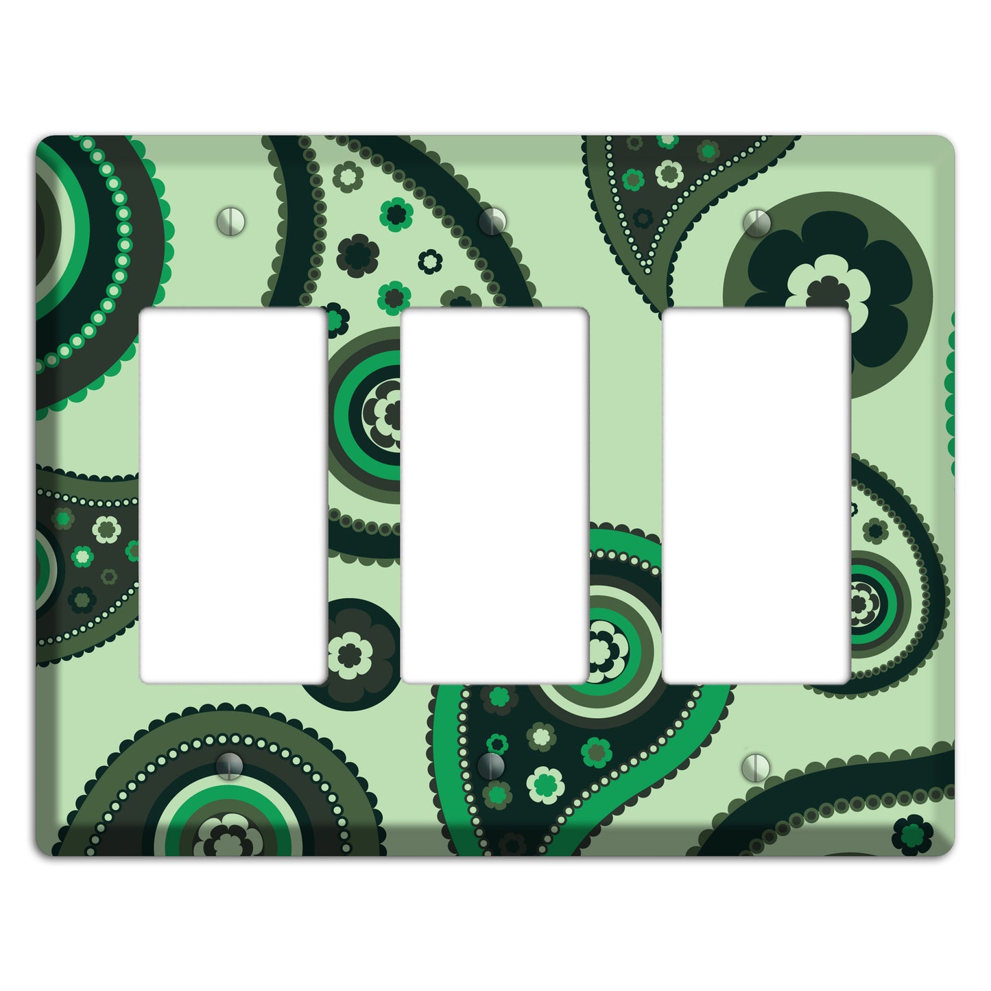 Green Paisley 3 Rocker Wallplate