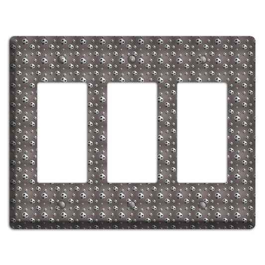 Grey with Soccer Balls 3 Rocker Wallplate