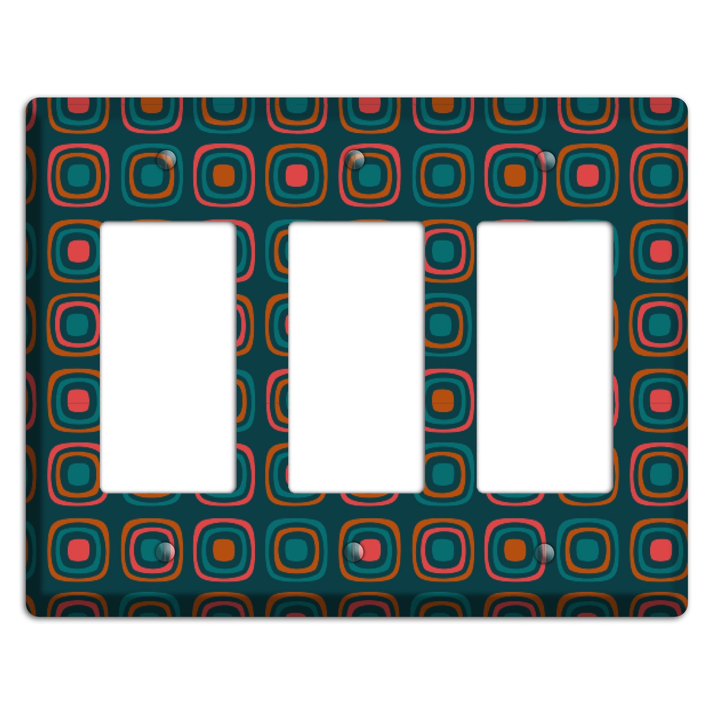 Teal and Pink Rounded Squares 3 Rocker Wallplate