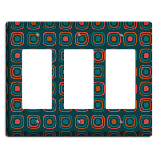 Teal and Pink Rounded Squares 3 Rocker Wallplate