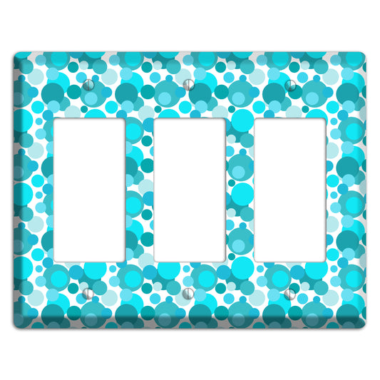 Multi Turquoise Bubble Dots 3 Rocker Wallplate