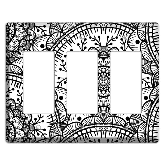 Mandala Black and White Style Q Cover Plates 3 Rocker Wallplate