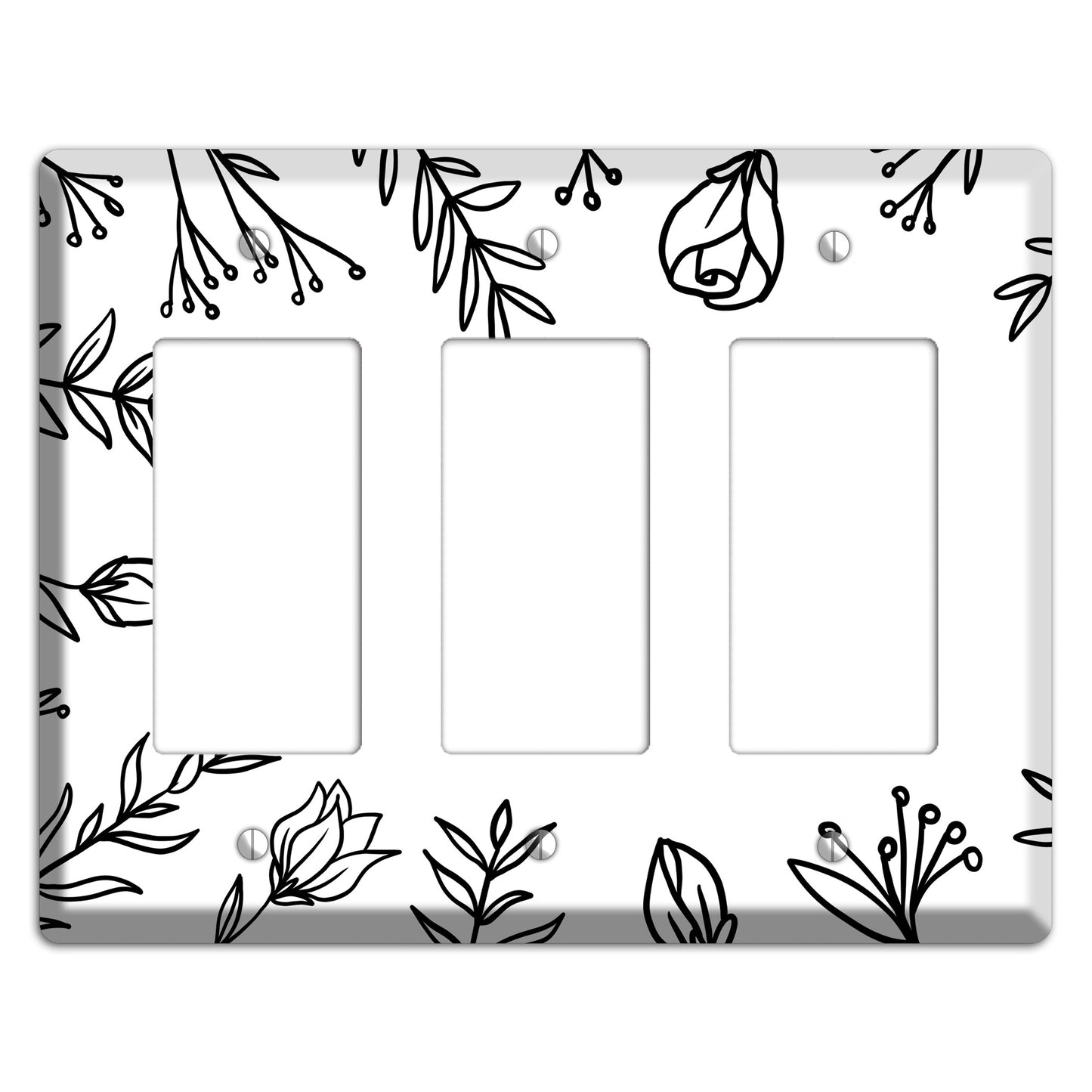 Hand-Drawn Floral 36 3 Rocker Wallplate