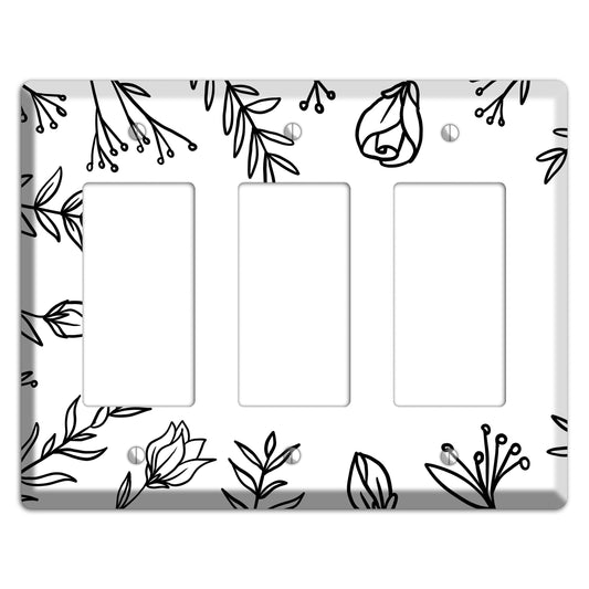 Hand-Drawn Floral 36 3 Rocker Wallplate