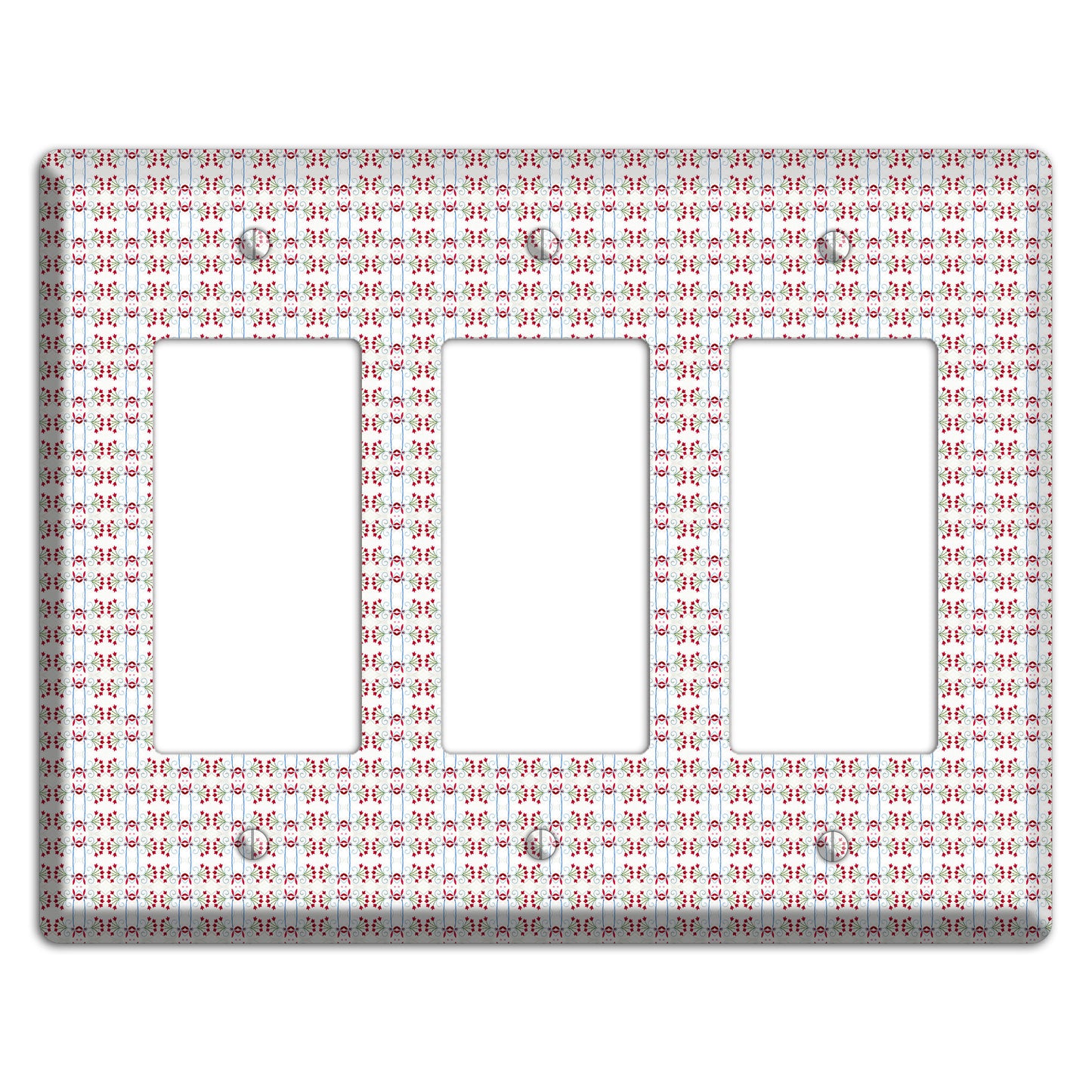 White with Red Blue Tapestry 3 Rocker Wallplate