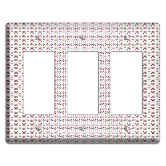 White with Red Blue Tapestry 3 Rocker Wallplate