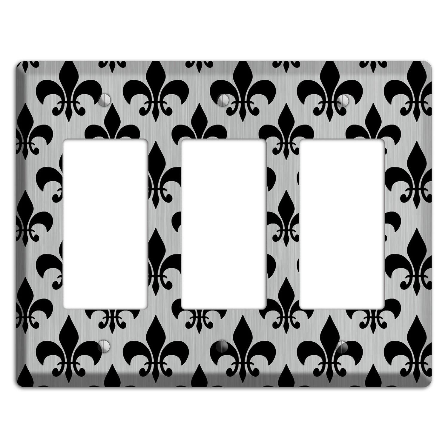 Fleur de Lis Stainless 3 Rocker Wallplate