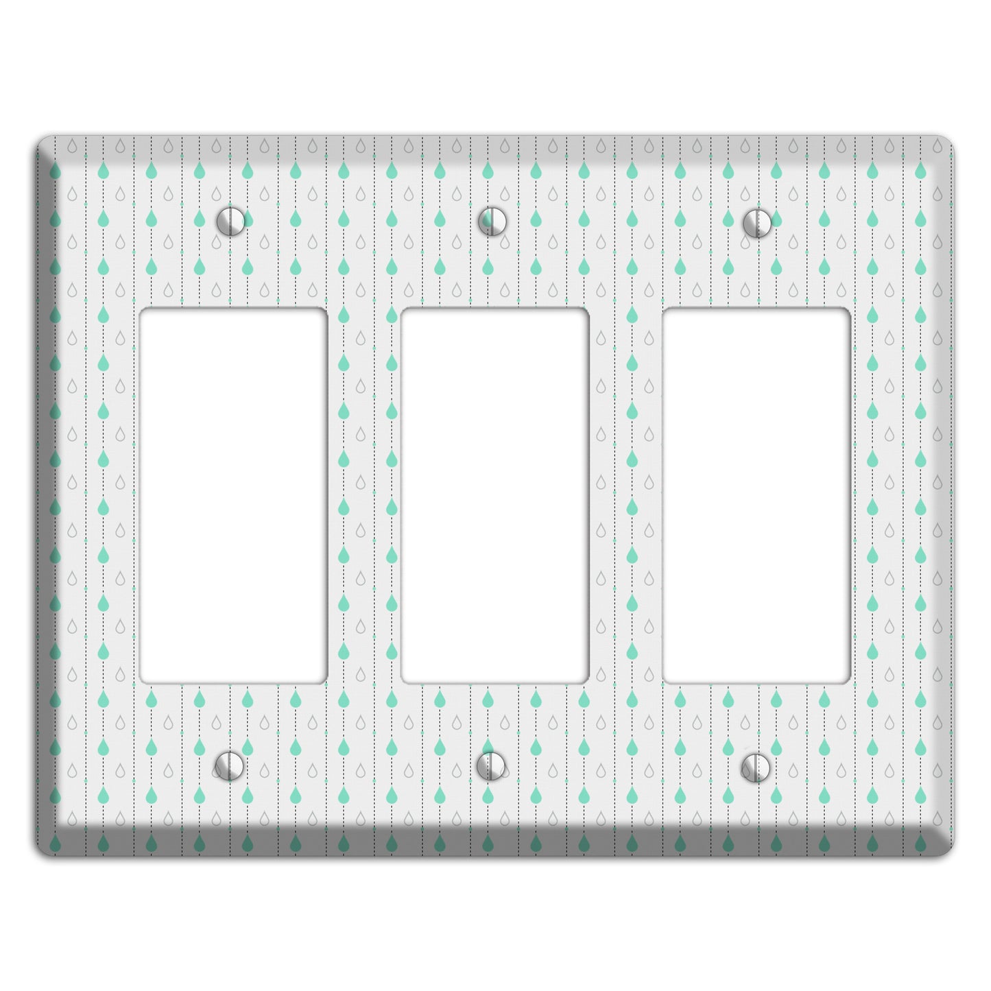 White and Blue Drops 3 Rocker Wallplate