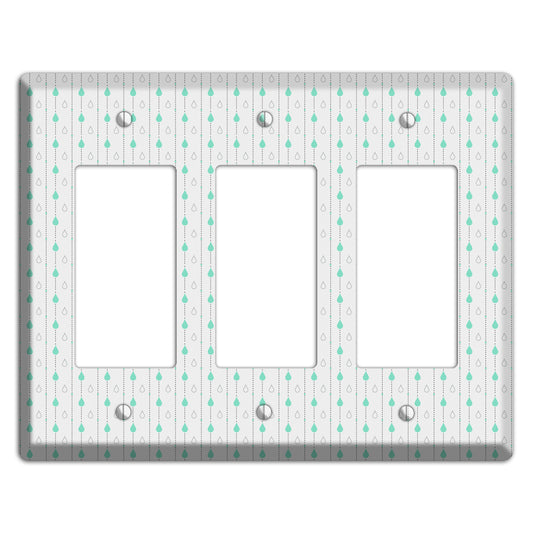 White and Blue Drops 3 Rocker Wallplate