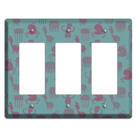 Sily Monsters Green 3 Rocker Wallplate