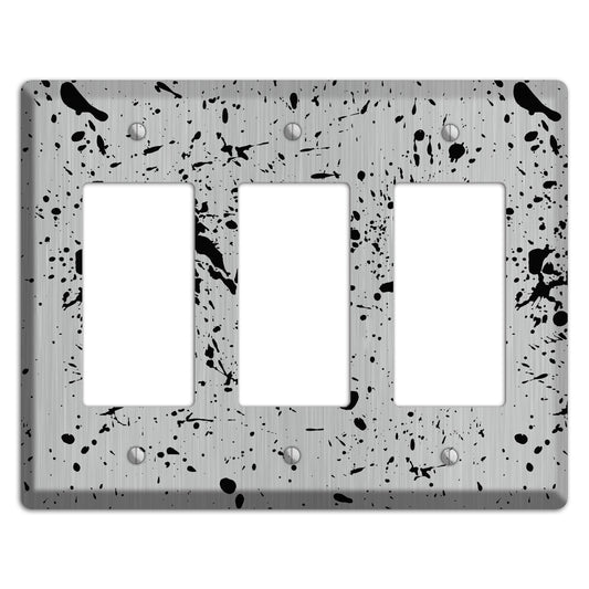 Ink Splash 4 Stainless 3 Rocker Wallplate