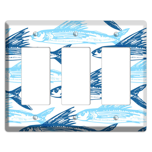 Multi-Blue Fish 3 Rocker Wallplate