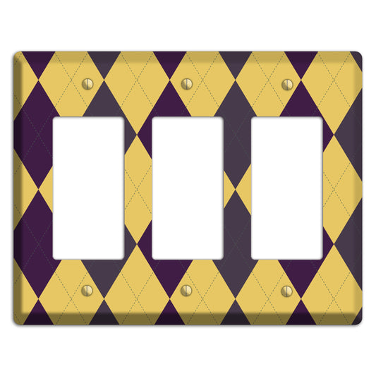 Yellow Plum Brown Argyle 3 Rocker Wallplate