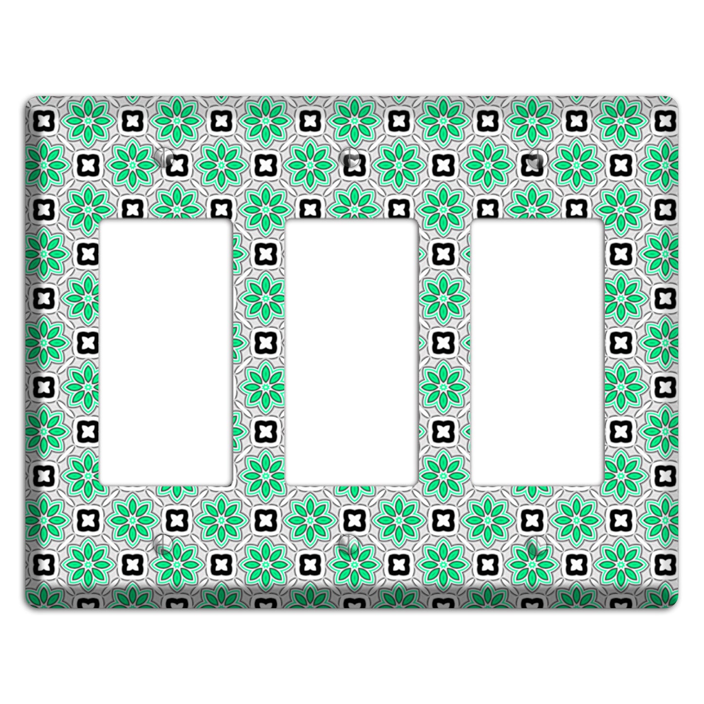 Green and Black Foulard 3 Rocker Wallplate