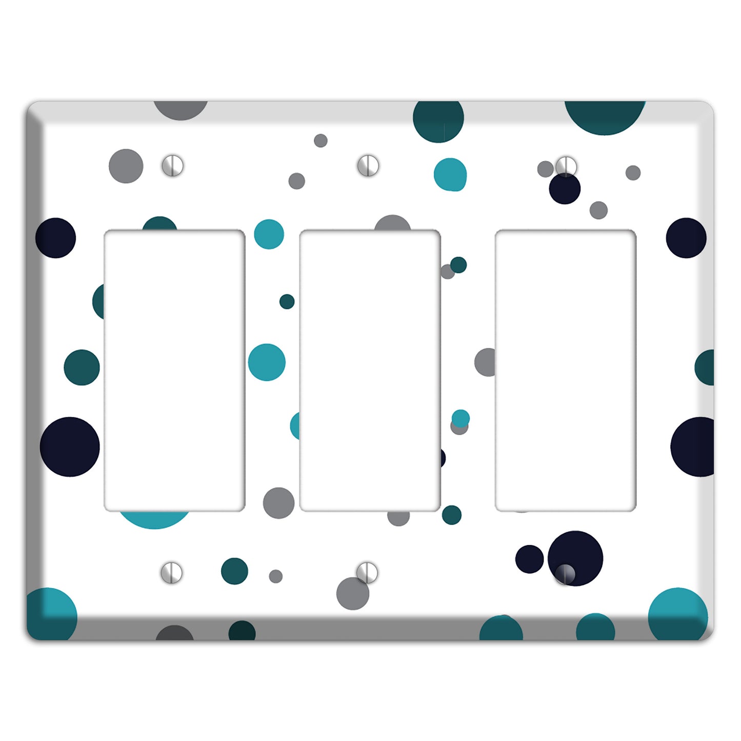 Teal and Blue Dots 3 Rocker Wallplate