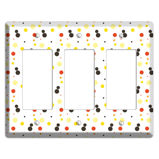 White With Black Maroon Olive Tiny Dots 3 Rocker Wallplate