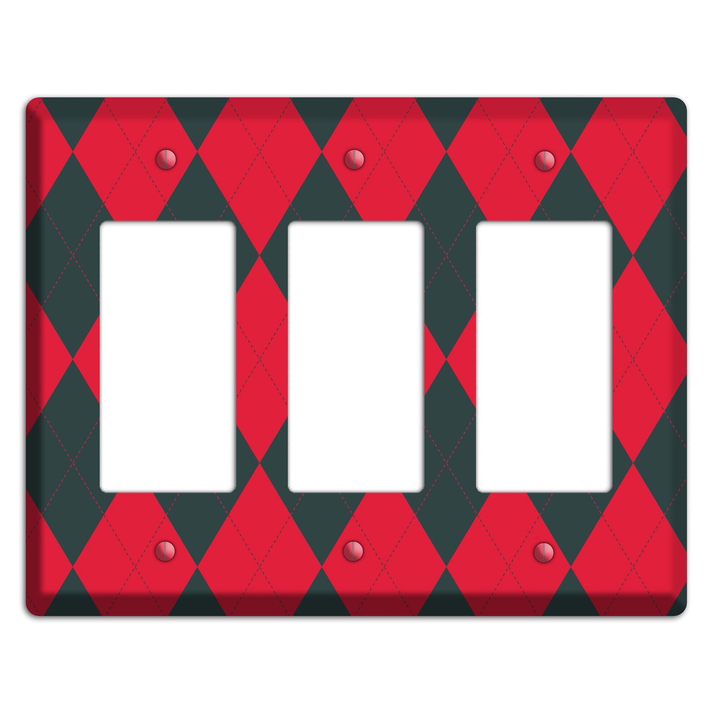 Red and Black Argyle 3 Rocker Wallplate