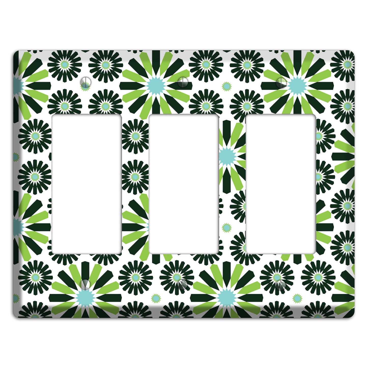 Lime and Teal Scandinavian Floral 2 3 Rocker Wallplate