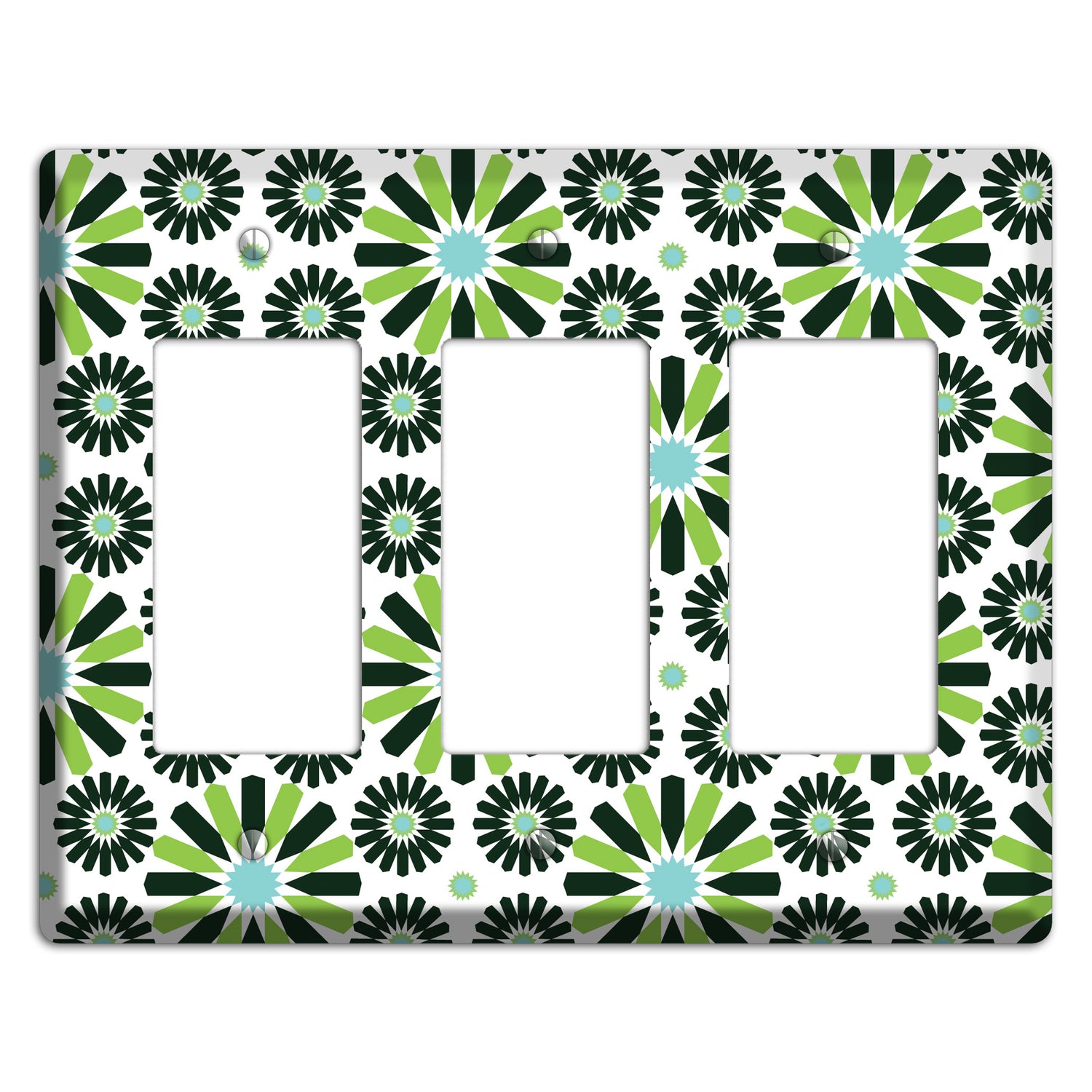 Lime and Teal Scandinavian Floral 2 3 Rocker Wallplate