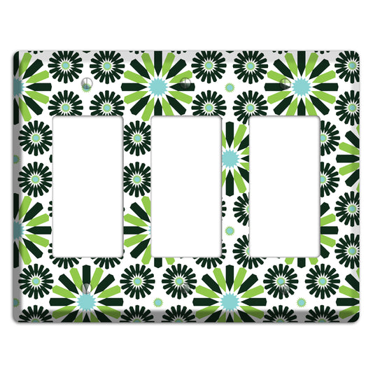 Lime and Teal Scandinavian Floral 2 3 Rocker Wallplate