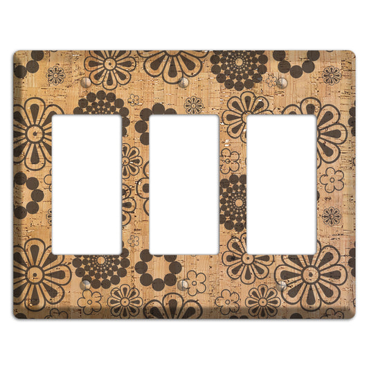 Retro Floral Cork 3 Rocker Wallplate