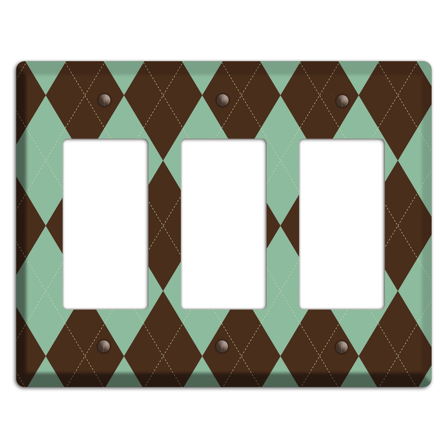 Green and Brown Argyle 3 Rocker Wallplate