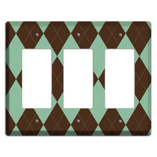 Green and Brown Argyle 3 Rocker Wallplate