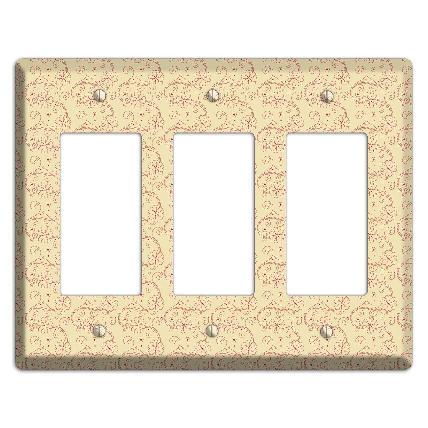 Tiny Off White Floral Swirl 3 Rocker Wallplate