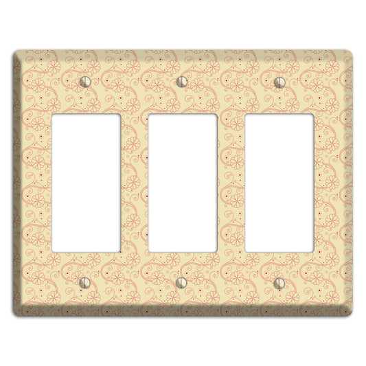 Tiny Off White Floral Swirl 3 Rocker Wallplate