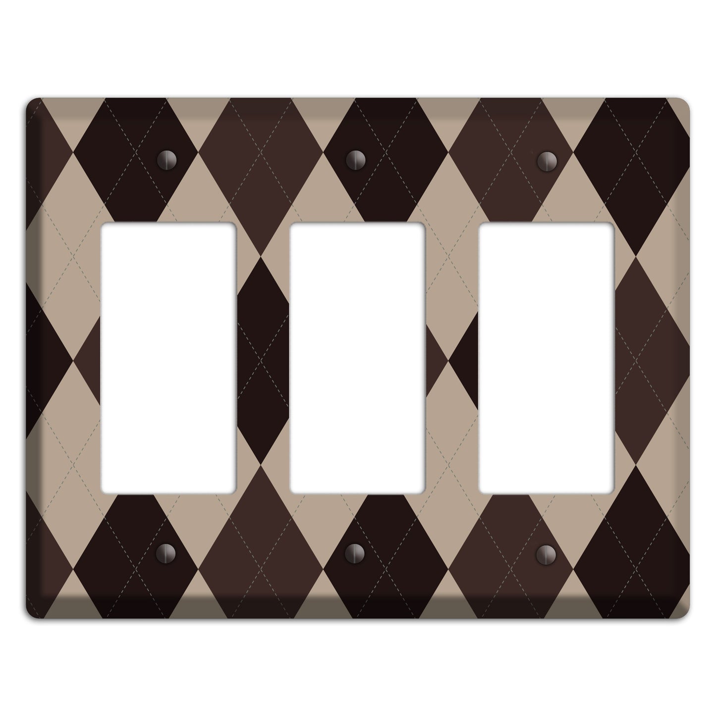 Brown and Beige Argyle 3 Rocker Wallplate