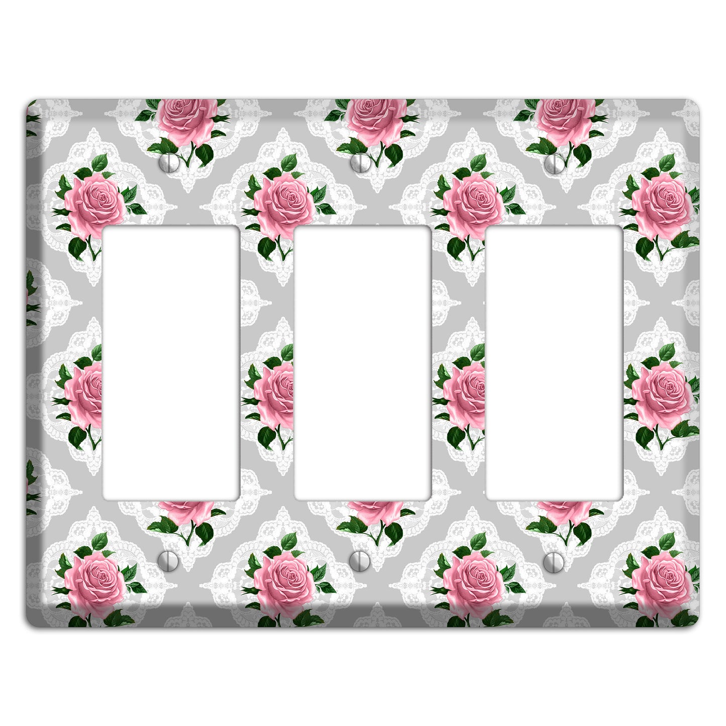 Gray Rose Doily 3 Rocker Wallplate