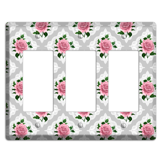 Gray Rose Doily 3 Rocker Wallplate