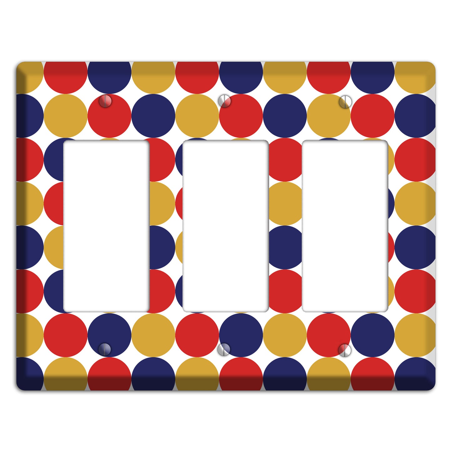 Mustard Red Purple Tiled Dots 3 Rocker Wallplate