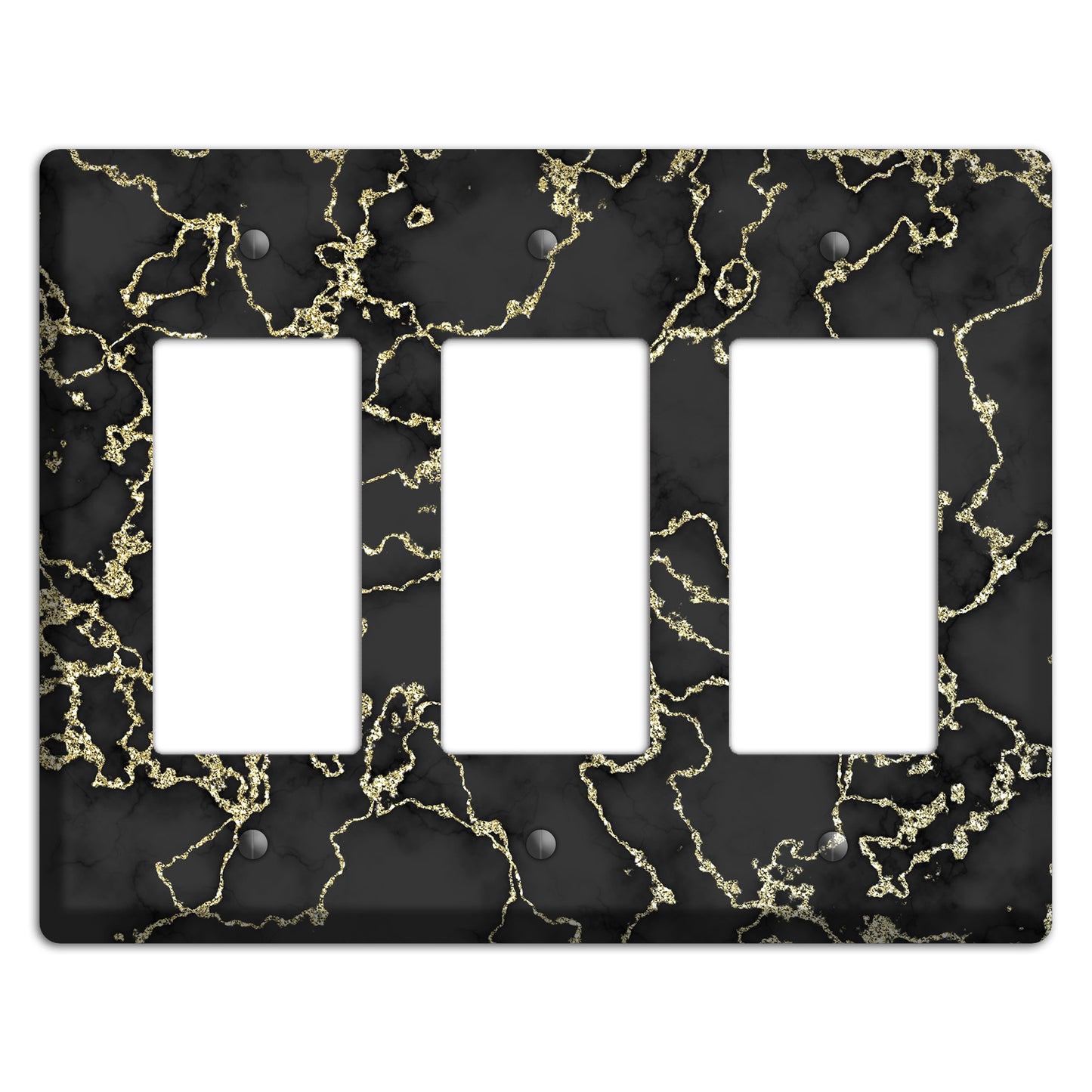 Black and Gold Marble Shatter 3 Rocker Wallplate