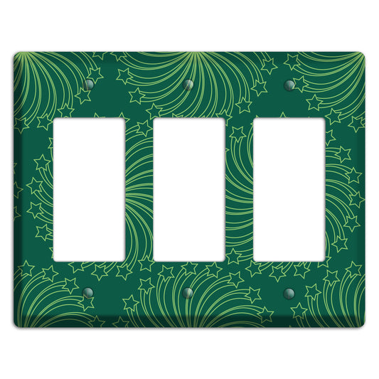 Multi Green Star Swirl 3 Rocker Wallplate